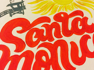 Santa Monica brush illustration lettering texture
