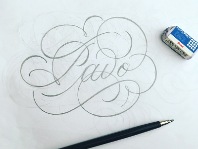 Pavo flourishes lettering script sketch