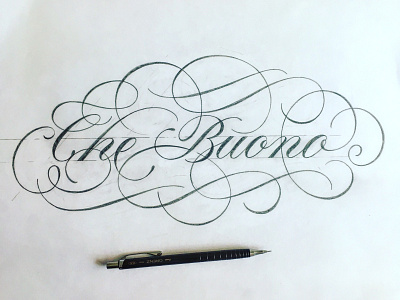 Che buono flourishes lettering sketch