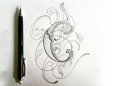 Lettering C flourishes lettering sketch