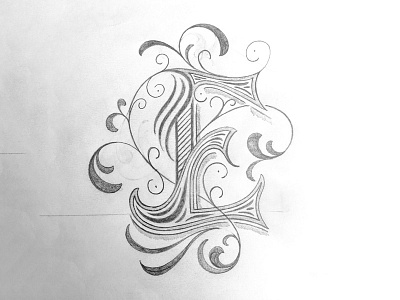 Lettering E flourishes lettering script sketch