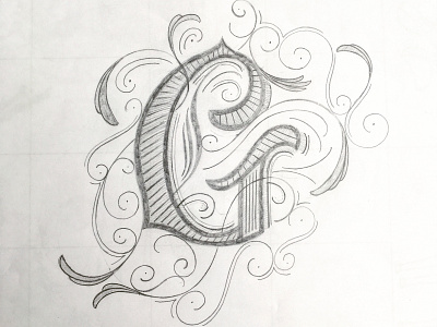 Lettering G flourishes lettering sketch