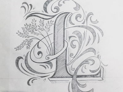 L - Letter flourishes lettering sketch