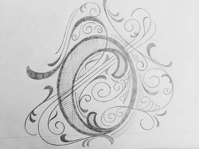 O Letter flourishes lettering sketch