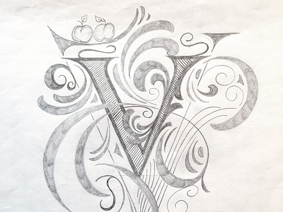 Lettering V flourishes lettering sketch