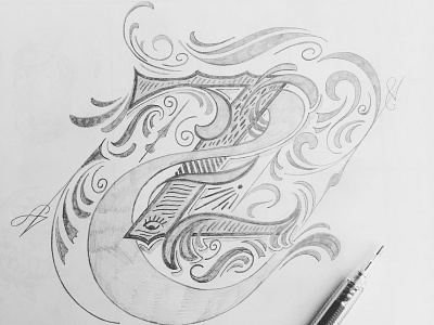 Lettering Z flourishes lettering sketch