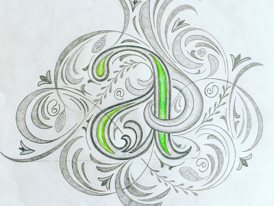 Letter a flourishes lettering sketch