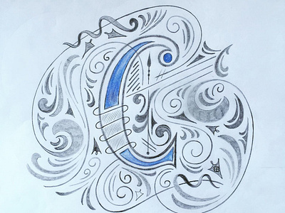 Letter c flourishes lettering sketch