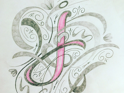 j Letter flourishes lettering sketch