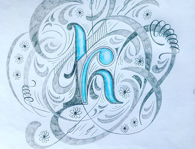 k - Letter flourishes lettering sketch