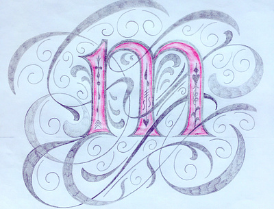 m - Letter flourishes lettering script sketch