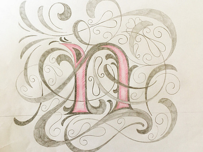 n - Letter flourishes lettering sketch