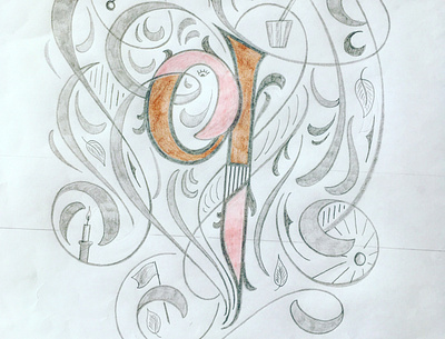 q - Letter flourishes lettering script sketch