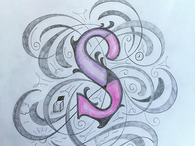 s - Letter flourishes lettering sketch