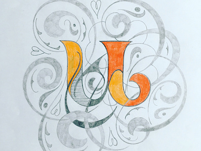 u - Letter flourishes lettering sketch