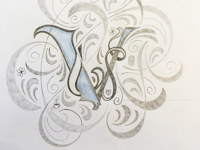 v - Letter flourishes lettering sketch