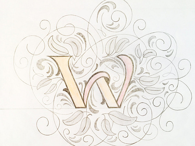 w - letter flourishes lettering sketch