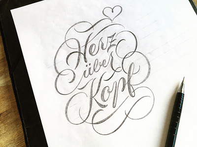 Heru-ueber-Kopf flourishes lettering script sketch