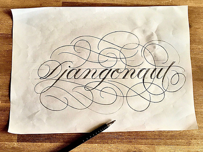 djangonaut flourishes lettering script sketch