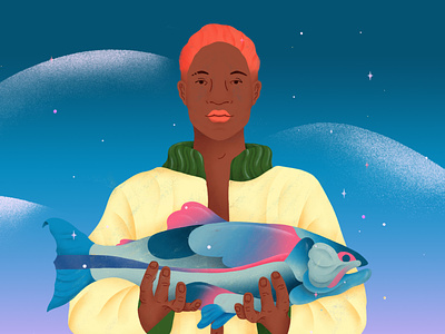 Miguel brazil fashion fish fisherman illustration jacket portrait