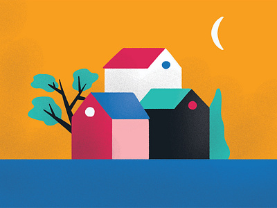 Village abstract city house illustration landscape town
