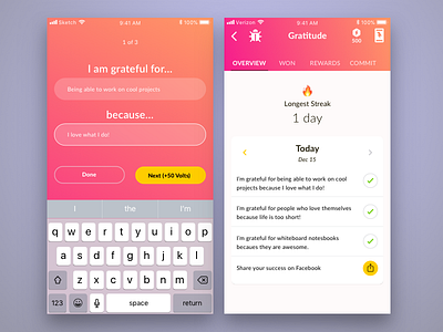 Pavlok's Gratitude Mini iOS/Android App android app app blockchain clean cryptocurrency ios app light ui mobile modern responsive user interface