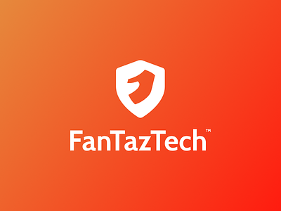 Fantaztech Logo app brand identity branding colors logo orange shield