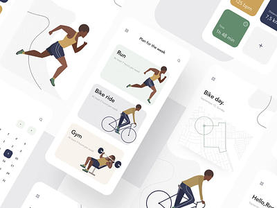 Fitness app animation app branding design fitness illustration mobile sport ui ux