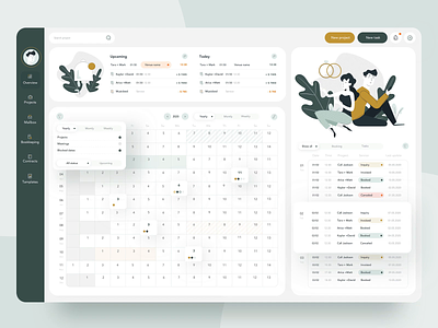 Deshboard for tracking and creating events animation app branding dashboard design event flat illustration ui ux
