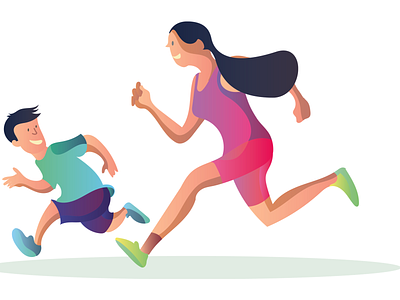 Morning run! blossom childhealth healthcare app illustration vector
