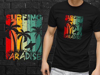 surfing paradise t shirt design beach california