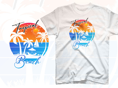 Tropical beach t shirt design retro tropical beach