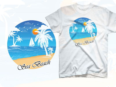 Sea beach vector illustration t shirt design adventure tee