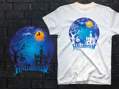 Halloween scary pumpkin witches t-shirt illustration shirts