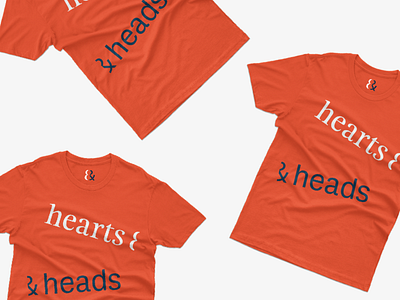 hearts & heads t shirt brand branding head heart navy red typography