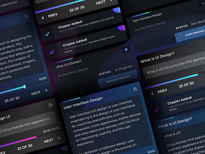 Reading Cards UI cards classes courses dark theme design figma reading studying ui