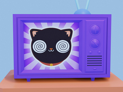 Hypnosis 3d 3d art blender blender3d cartoon cat hypnosis illustration tv