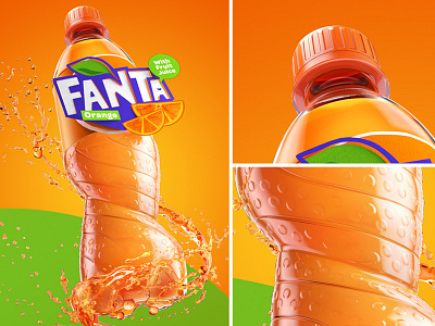 Fanta 3d advertising bottle fanta maya modeling product