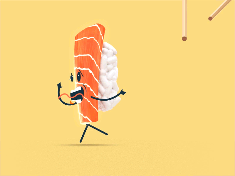 The Getaway Part 1 2d 3d animation autodesk character chopsticks fx maya motion nigiri salmon sushi