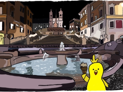 Enjoying gelato in Rome adventure game cartoon illustration illustration learning app learning game travel travel app