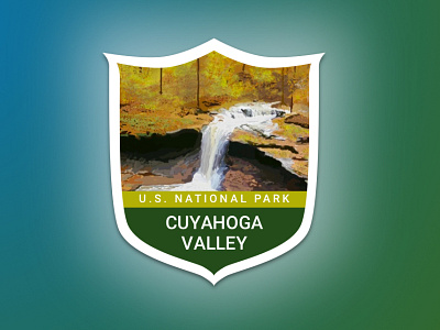 Cuyahoga Valley National Park Badge badge challenge collection design national park nature reward travel travel app travel game waterfall
