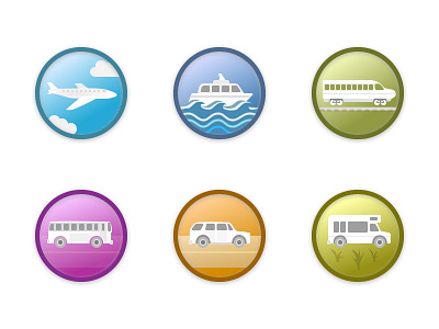 Travel Icons airplane boat bus car icons rv train travel travel app