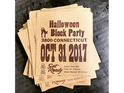 Halloween Block Party Flyer french paper halloween letterpress
