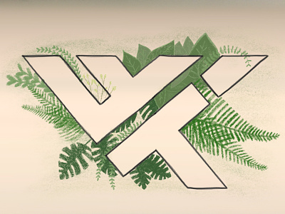 WWT Greenery Logo Sketch corporate mural greenery leaves logo mural mural idea procreate