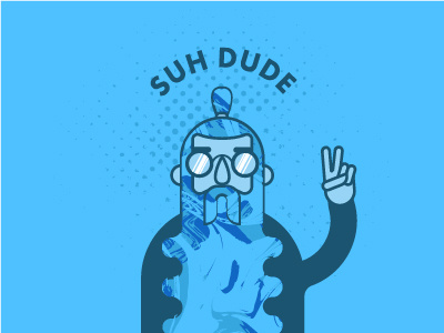 Suh Dude! beard blue color dude glasses illustration illustrator monochrome peace texture vector vibes