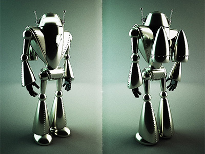 Megabot 3d character chrome robot sci fi vintage