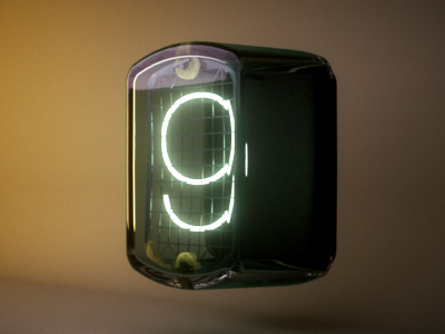 Nixie Tube (rev A) 3d analog digit digital display electronics glass lamp light realism render retro vintage