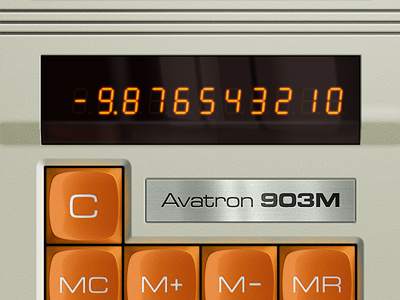 Vintage Calculator App 3d 70s app application button calculator classic digital electronic led mobile orange skeuomorphism ui vintage