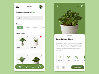 Plant Care / Plant App app care colouful green leaf leaves mobile plant plantapp planting plants ui ux