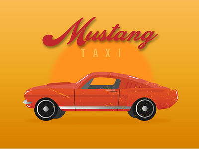 Red mustang in retro style auto automobile bussiness card car ford luxury model motor mustang red retro retro style road speed sportcar sunset taxi toy transport vintage